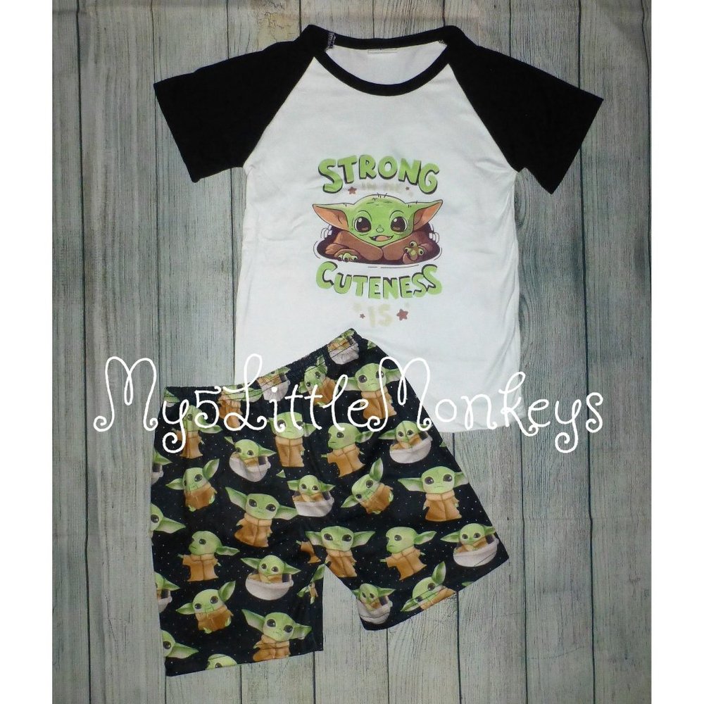 Boutique Baby Yoda Grogu Mandalorian Star Wars Shorts Outfit Set - Picture 1 of 3